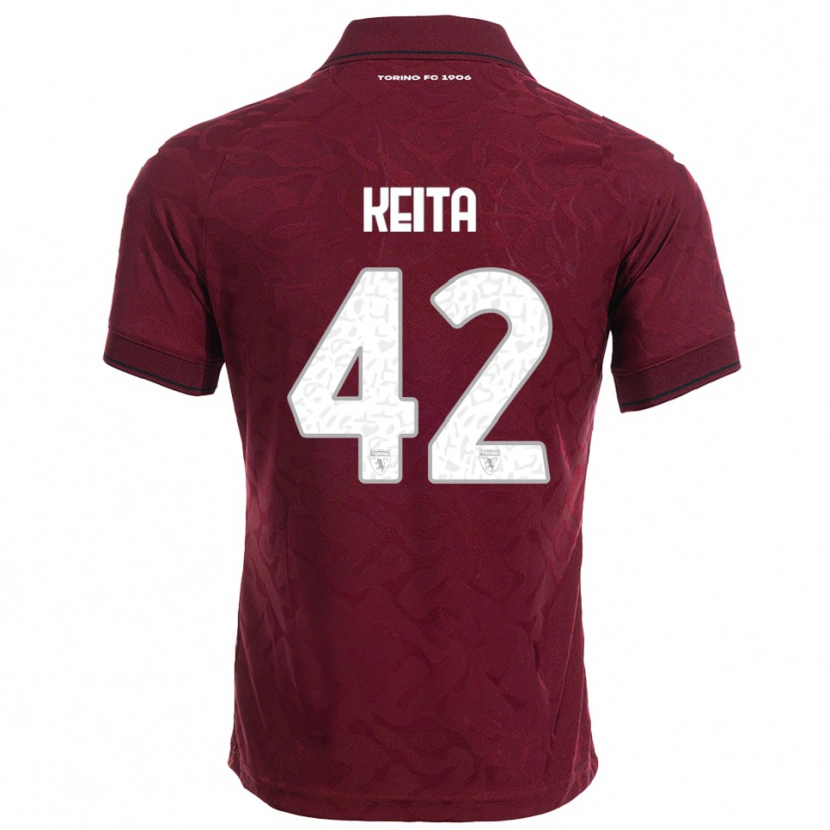 Danxen Hombre Camiseta Karamoko Keita #42 Borgoña Blanco 1ª Equipación 2025/26 La Camisa