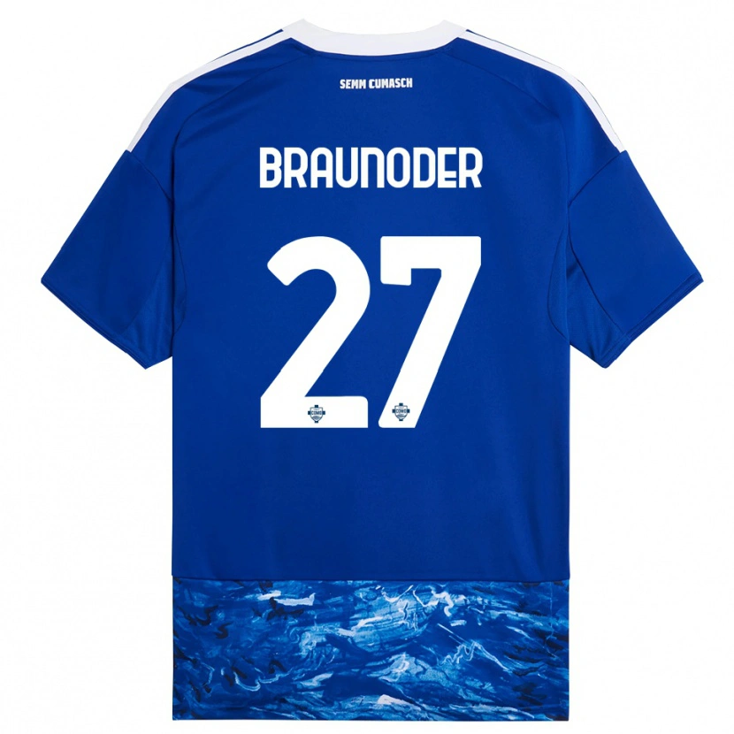 Danxen Hombre Camiseta Matthias Braunöder #27 Azul Blanco 1ª Equipación 2025/26 La Camisa