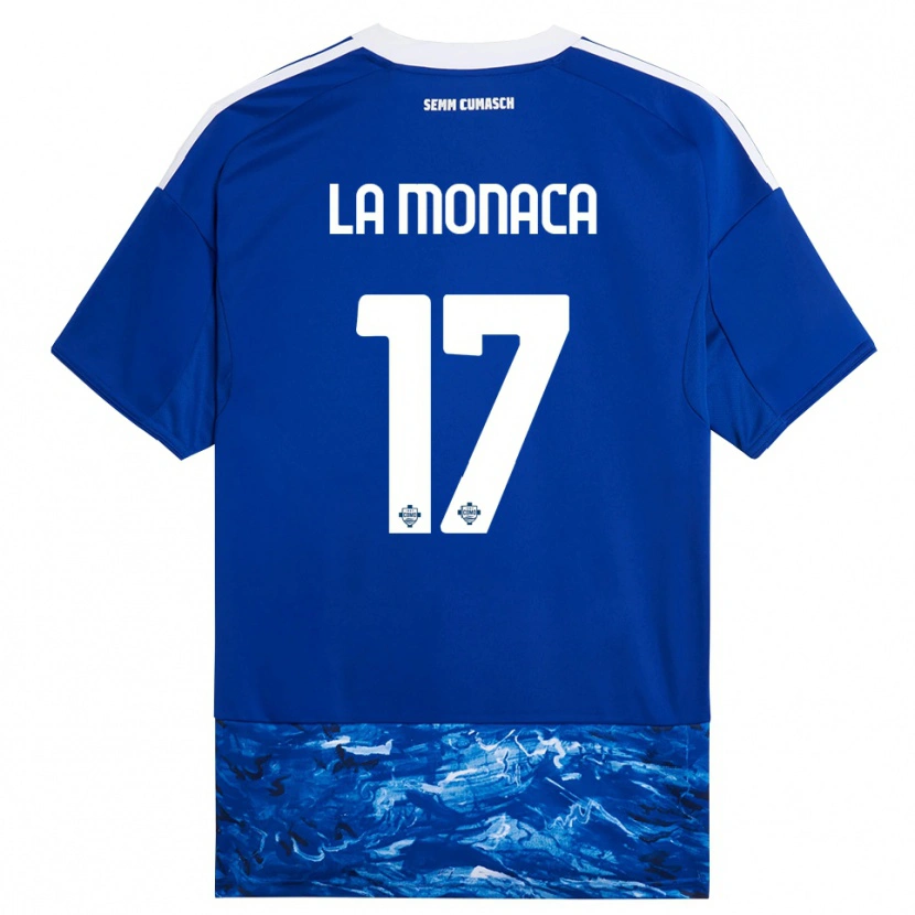 Danxen Hombre Camiseta Michael La Monaca #17 Azul Blanco 1ª Equipación 2025/26 La Camisa