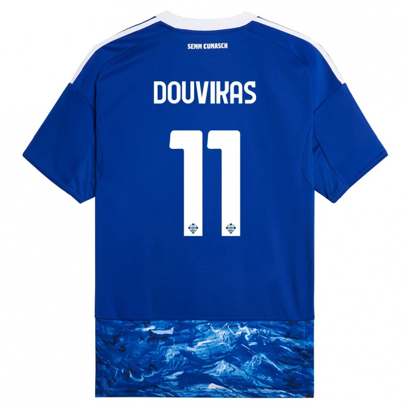 Danxen Hombre Camiseta Anastasios Douvikas #11 Azul Blanco 1ª Equipación 2025/26 La Camisa
