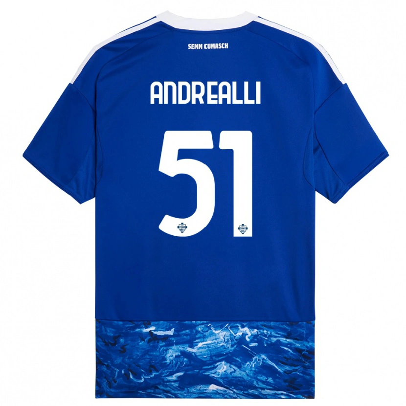 Danxen Hombre Camiseta Francesco Andrealli #51 Azul Blanco 1ª Equipación 2025/26 La Camisa