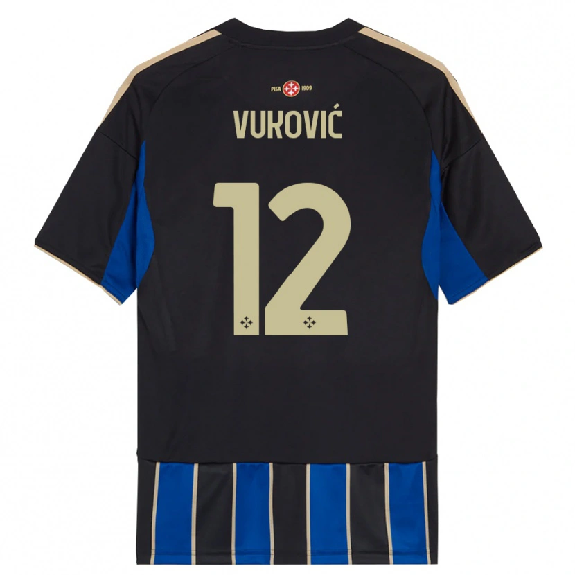 Danxen Hombre Camiseta Ante Vukovic #12 Negro Azul 1ª Equipación 2025/26 La Camisa