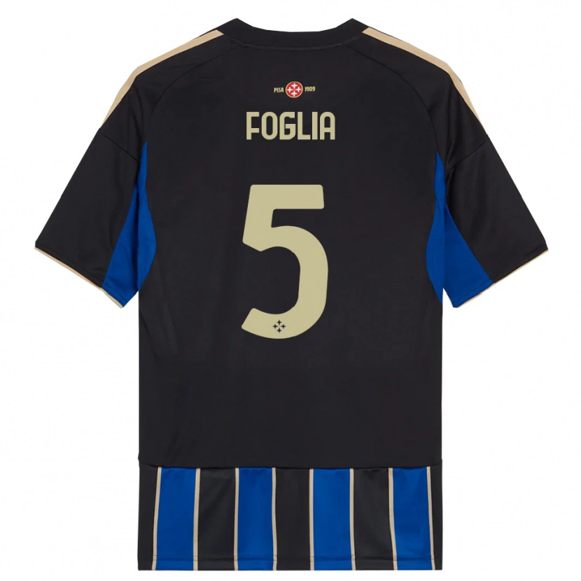 Danxen Hombre Camiseta Lorenzo Foglia #5 Negro Azul 1ª Equipación 2025/26 La Camisa