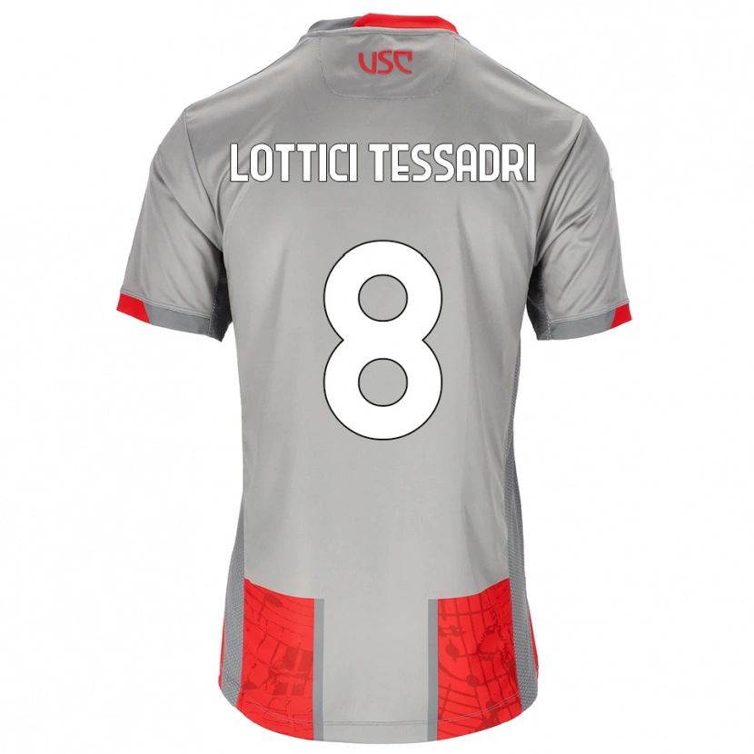 Danxen Hombre Camiseta Simone Lottici Tessadri #8 Rojo Gris 1ª Equipación 2025/26 La Camisa