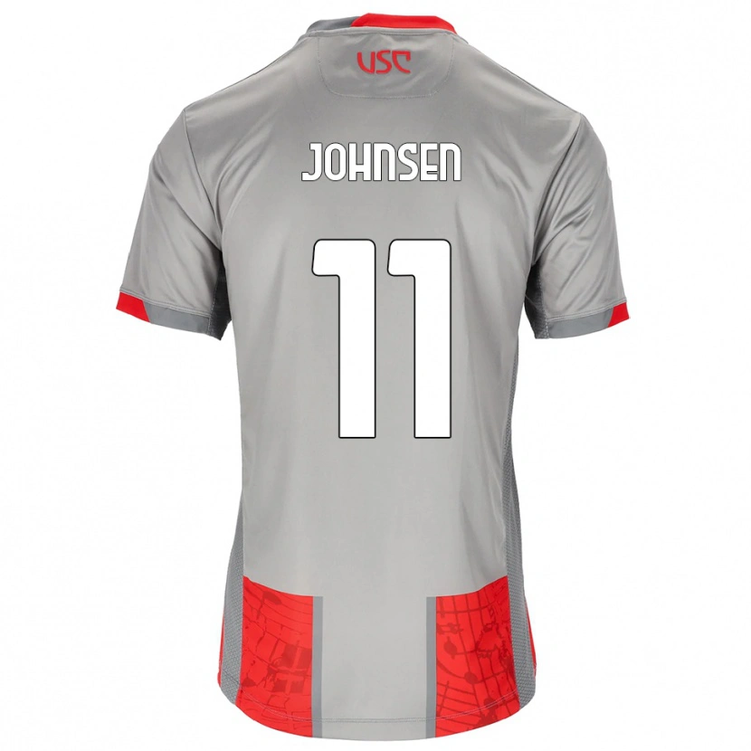 Danxen Hombre Camiseta Dennis Johnsen #11 Rojo Gris 1ª Equipación 2025/26 La Camisa