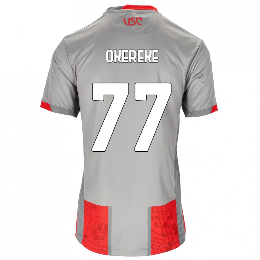 Danxen Hombre Camiseta David Okereke #77 Rojo Gris 1ª Equipación 2025/26 La Camisa