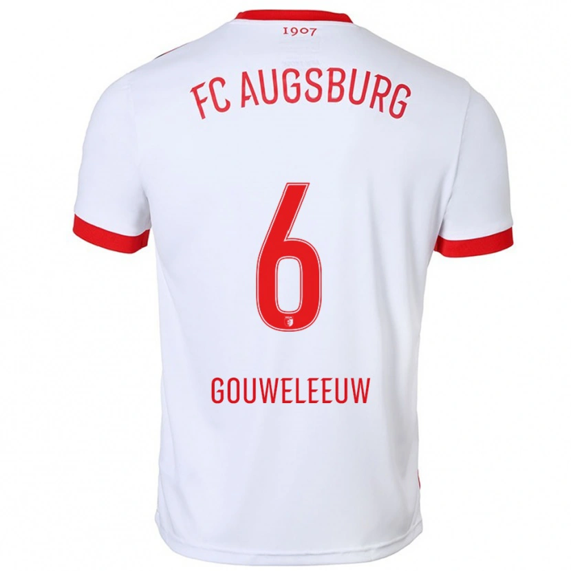 Danxen Hombre Camiseta Jeffrey Gouweleeuw #6 Blanco Rojo 1ª Equipación 2025/26 La Camisa