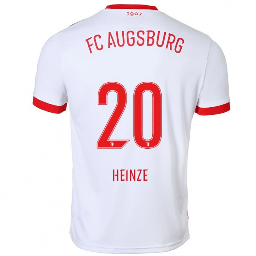 Danxen Hombre Camiseta Fynn Heinze #20 Blanco Rojo 1ª Equipación 2025/26 La Camisa