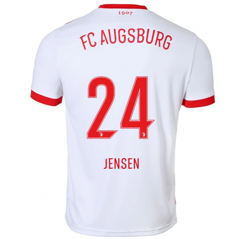 Danxen Hombre Camiseta Fredrik Jensen #24 Blanco Rojo 1ª Equipación 2025/26 La Camisa