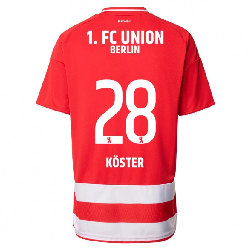 Danxen Hombre Camiseta Leonie Köster #28 Rojo Blanco 1ª Equipación 2025/26 La Camisa