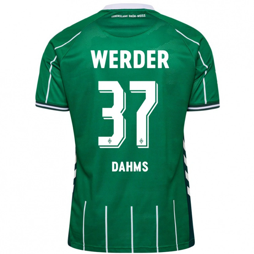 Danxen Hombre Camiseta Lena Dahms #37 Verde Blanco 1ª Equipación 2025/26 La Camisa