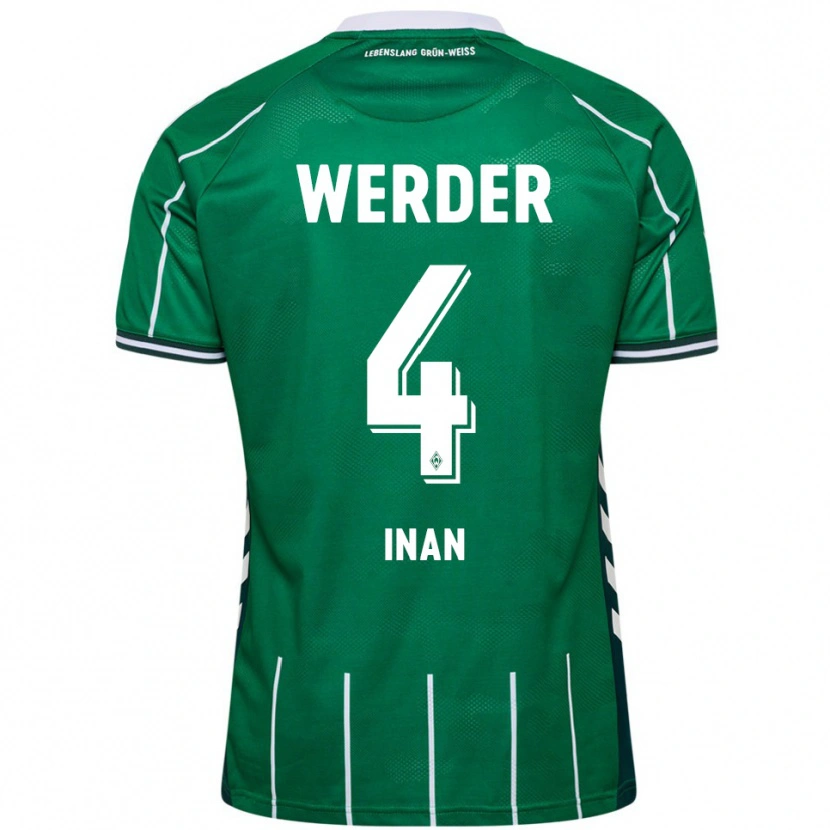 Danxen Hombre Camiseta Kenan Inan #4 Verde Blanco 1ª Equipación 2025/26 La Camisa