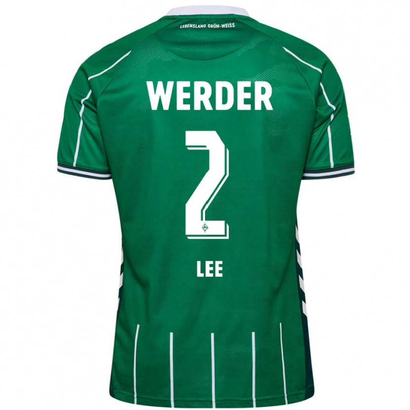 Danxen Hombre Camiseta Gun-Woo Lee #2 Verde Blanco 1ª Equipación 2025/26 La Camisa