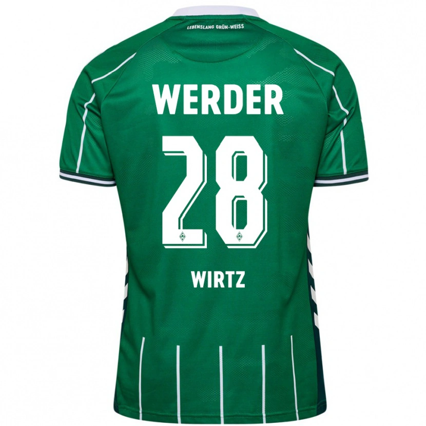 Danxen Hombre Camiseta Juliane Wirtz #28 Verde Blanco 1ª Equipación 2025/26 La Camisa