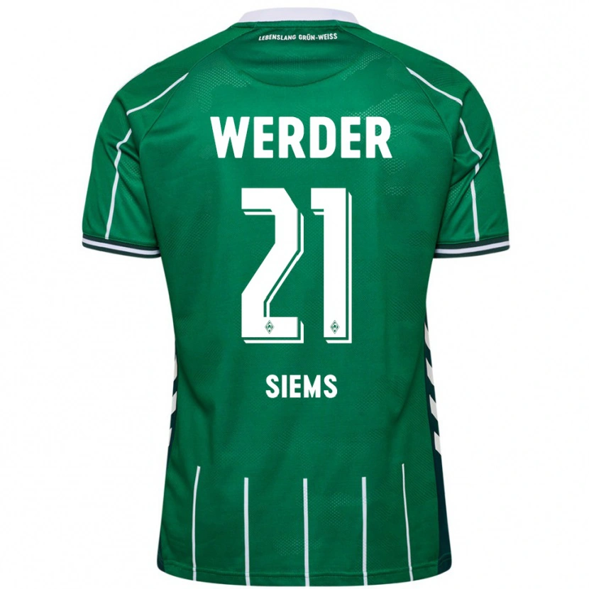 Danxen Hombre Camiseta Caroline Siems #21 Verde Blanco 1ª Equipación 2025/26 La Camisa