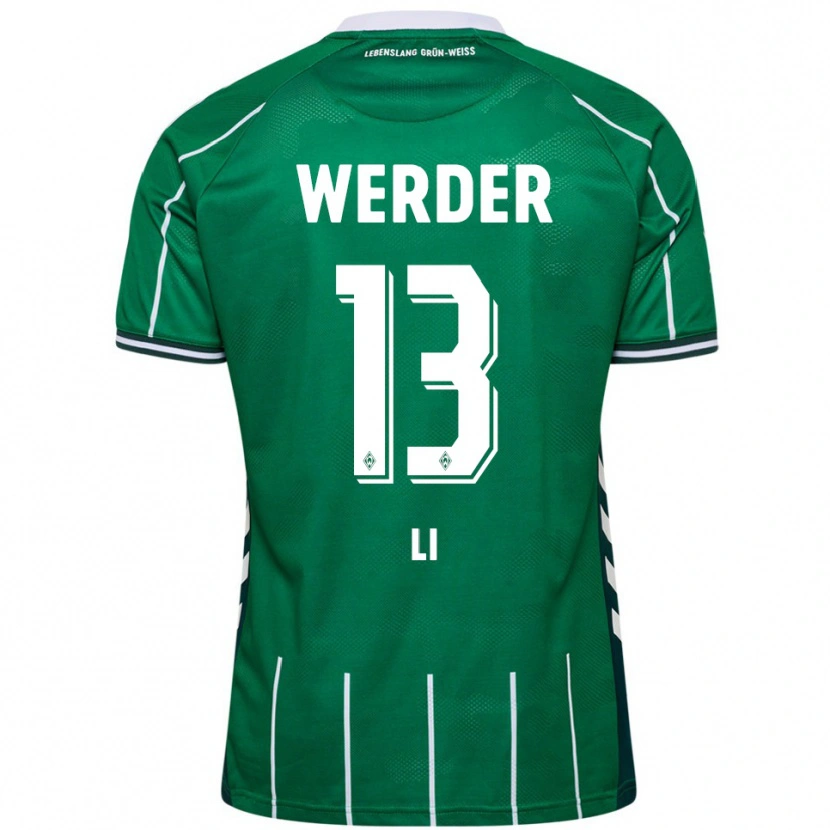 Danxen Hombre Camiseta Xiancheng Li #13 Verde Blanco 1ª Equipación 2025/26 La Camisa