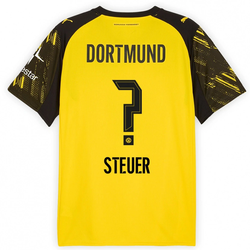 Danxen Hombre Camiseta Etienne Steuer #0 Amarillo Negro 1ª Equipación 2025/26 La Camisa