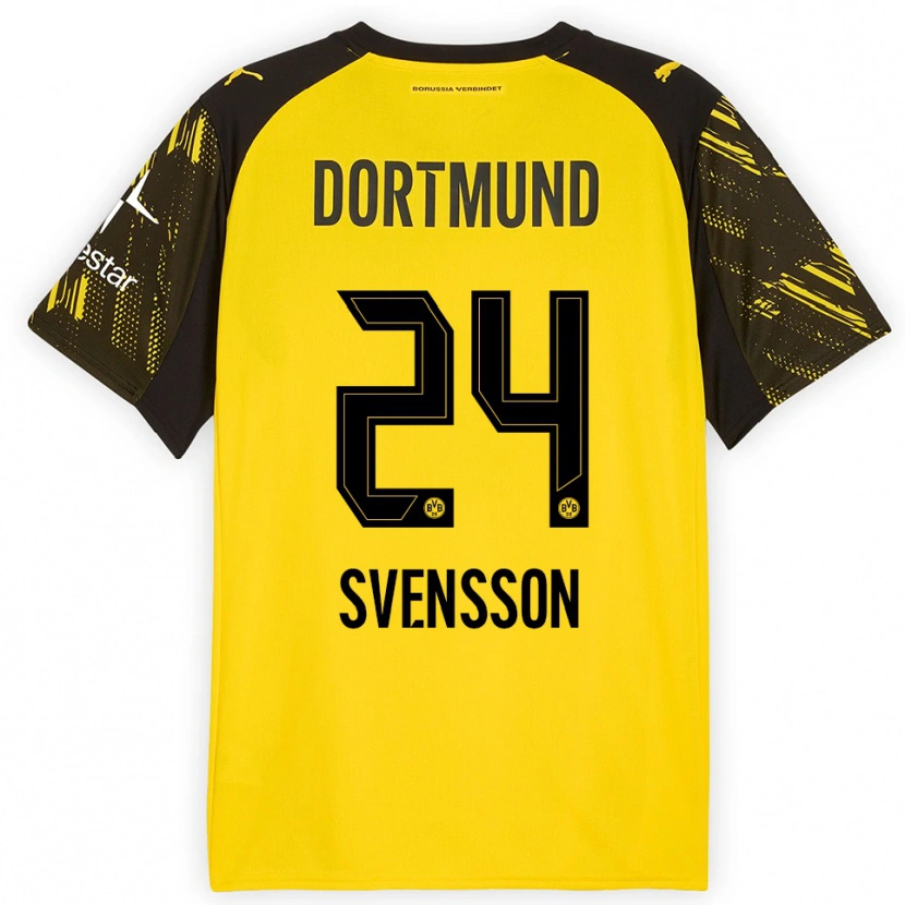 Danxen Hombre Camiseta Daniel Svensson #24 Amarillo Negro 1ª Equipación 2025/26 La Camisa
