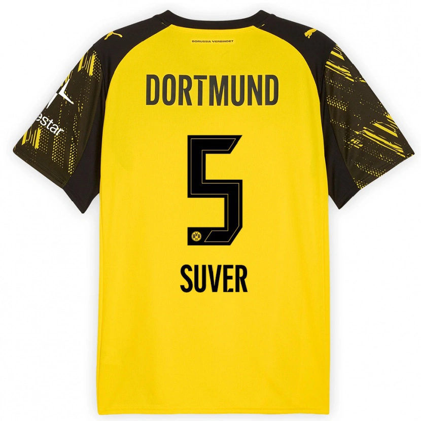 Danxen Hombre Camiseta Mario Suver #5 Amarillo Negro 1ª Equipación 2025/26 La Camisa