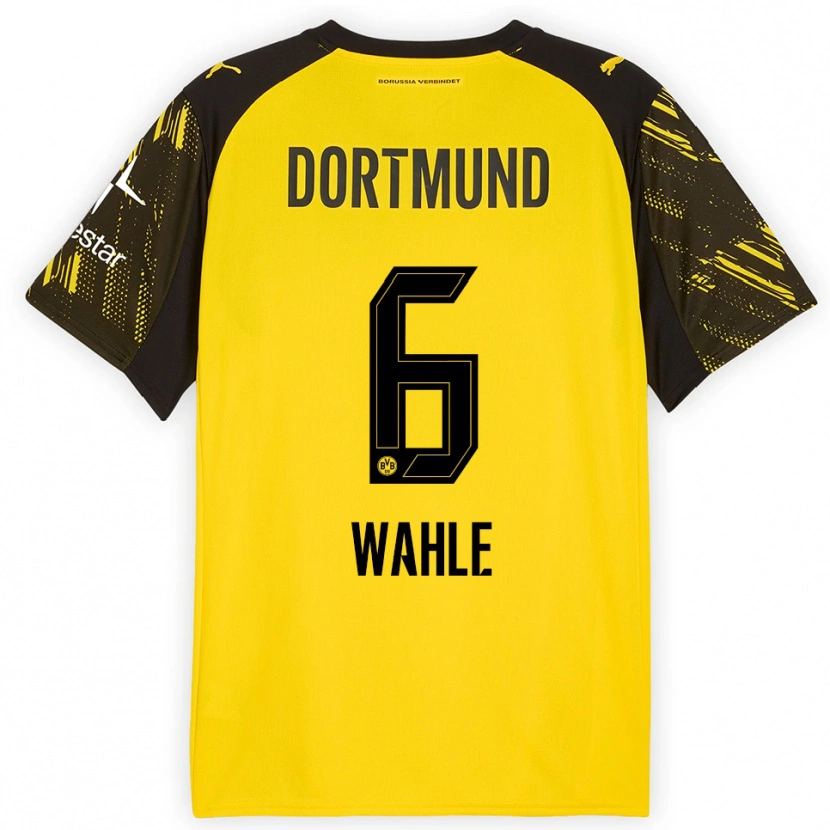 Danxen Hombre Camiseta Hedda Wahle #6 Amarillo Negro 1ª Equipación 2025/26 La Camisa
