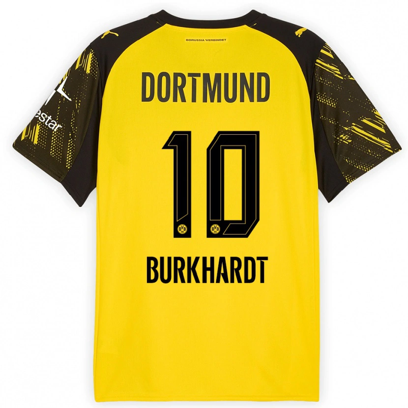 Danxen Hombre Camiseta Till Burkhardt #10 Amarillo Negro 1ª Equipación 2025/26 La Camisa