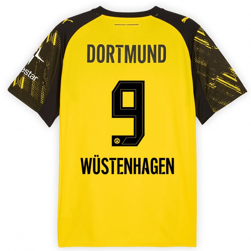 Danxen Hombre Camiseta Bennedikt Wüstenhagen #9 Amarillo Negro 1ª Equipación 2025/26 La Camisa