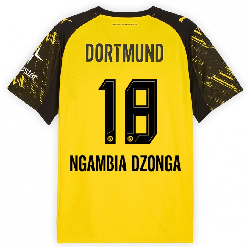 Danxen Hombre Camiseta Diego Ngambia #18 Amarillo Negro 1ª Equipación 2025/26 La Camisa