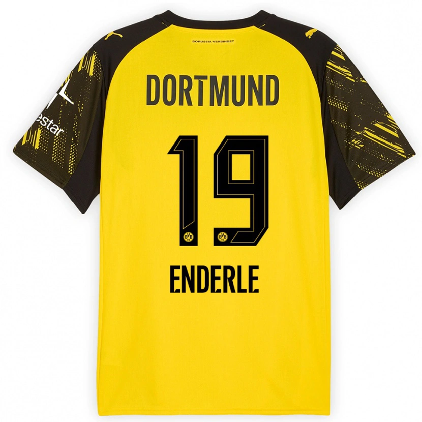 Danxen Hombre Camiseta Annika Enderle #19 Amarillo Negro 1ª Equipación 2025/26 La Camisa