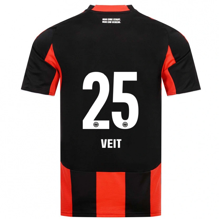 Danxen Hombre Camiseta Jella Veit #25 Negro Rojo 1ª Equipación 2025/26 La Camisa