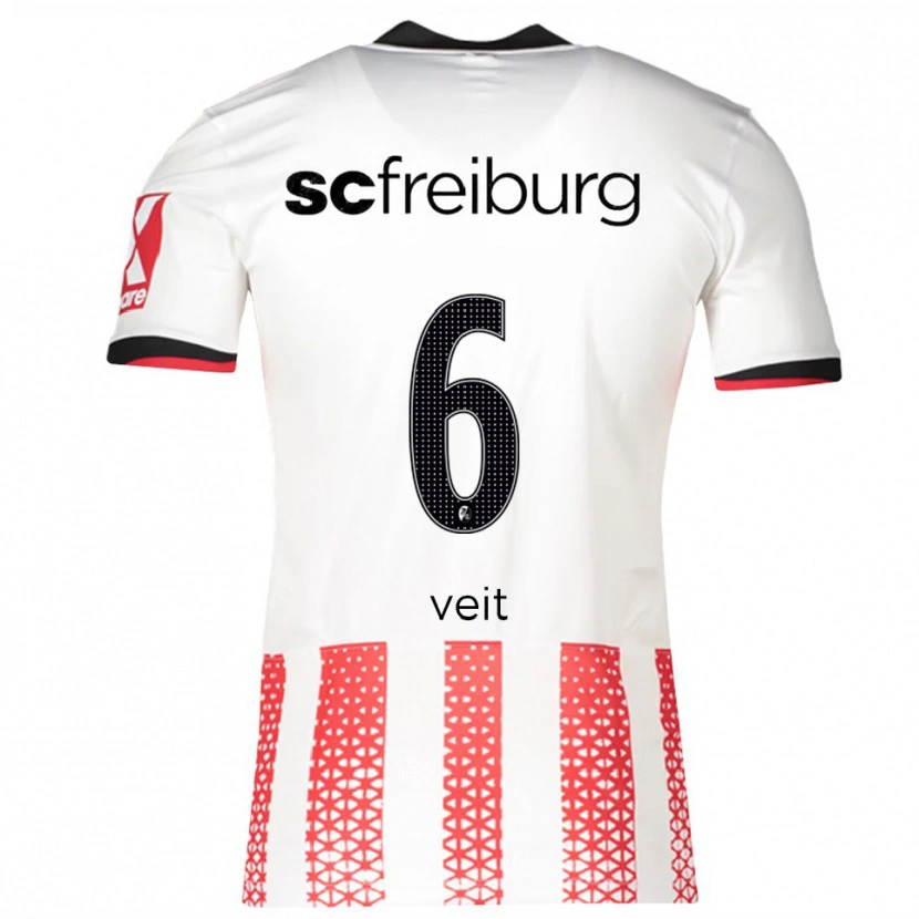 Danxen Hombre Camiseta Jannik Veit #6 Blanco Rojo 1ª Equipación 2025/26 La Camisa