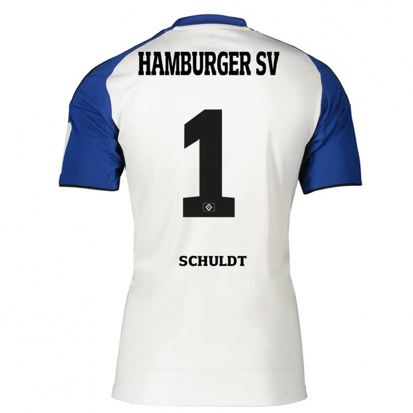 Danxen Hombre Camiseta Inga Schuldt #1 Blanco Azul 1ª Equipación 2025/26 La Camisa