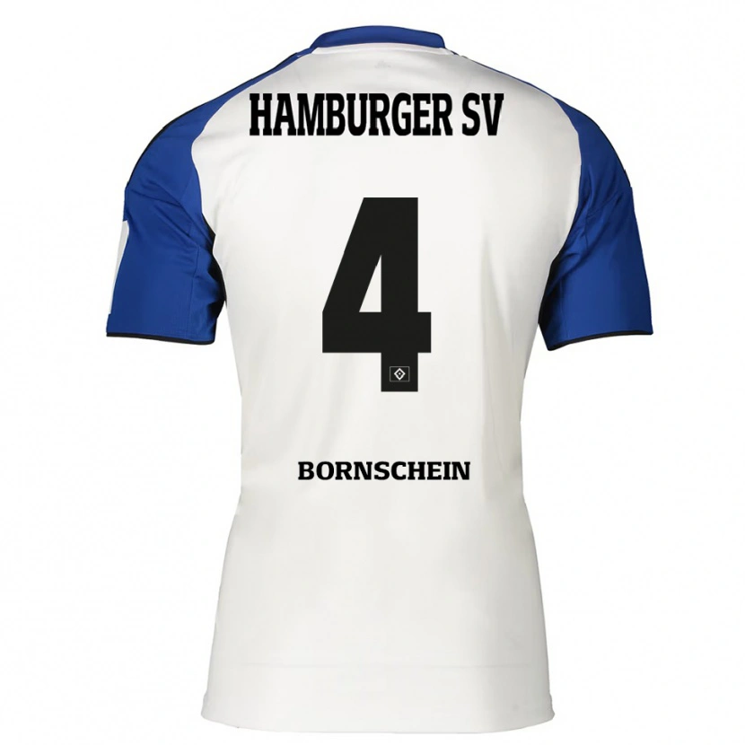 Danxen Hombre Camiseta Lukas Bornschein #4 Blanco Azul 1ª Equipación 2025/26 La Camisa