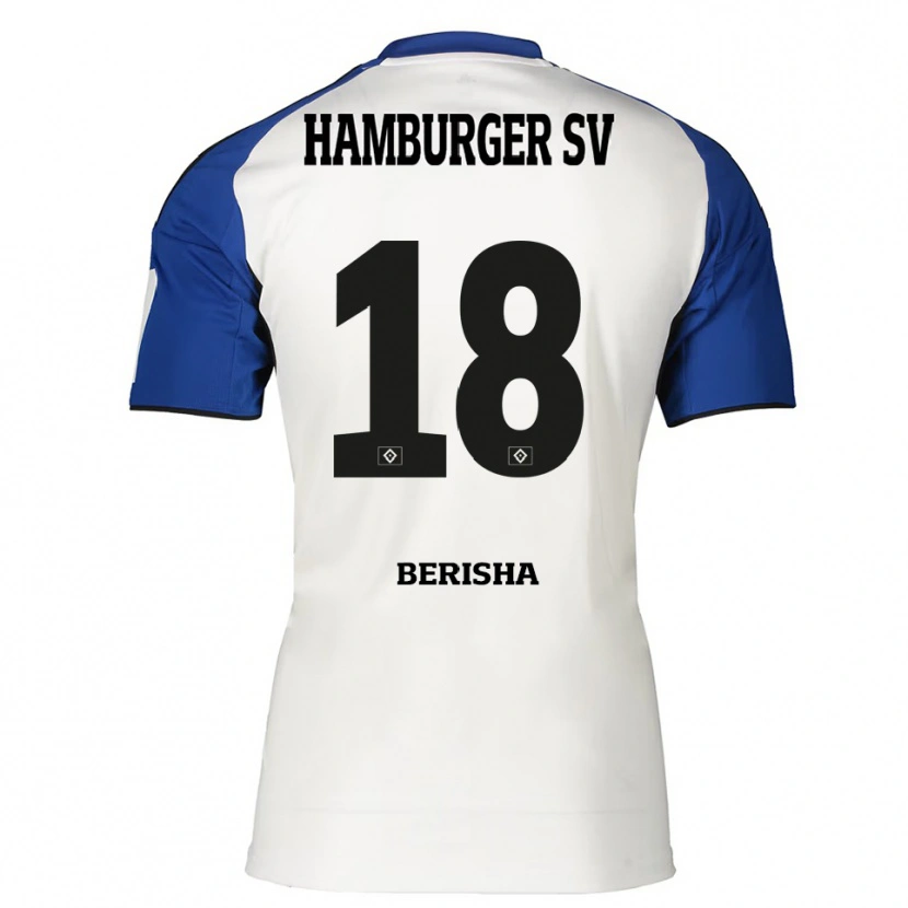 Danxen Hombre Camiseta Jasir Berisha #18 Blanco Azul 1ª Equipación 2025/26 La Camisa