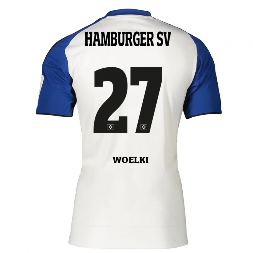 Danxen Hombre Camiseta Amelie Woelki #27 Blanco Azul 1ª Equipación 2025/26 La Camisa