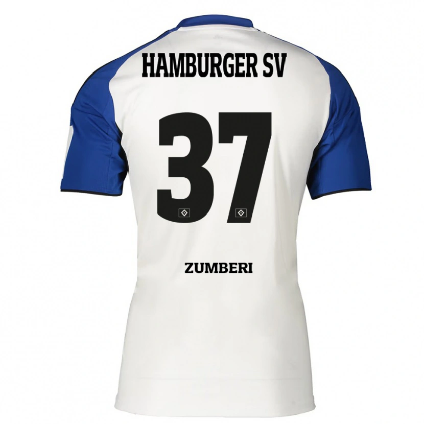 Danxen Hombre Camiseta Valon Zumberi #37 Blanco Azul 1ª Equipación 2025/26 La Camisa