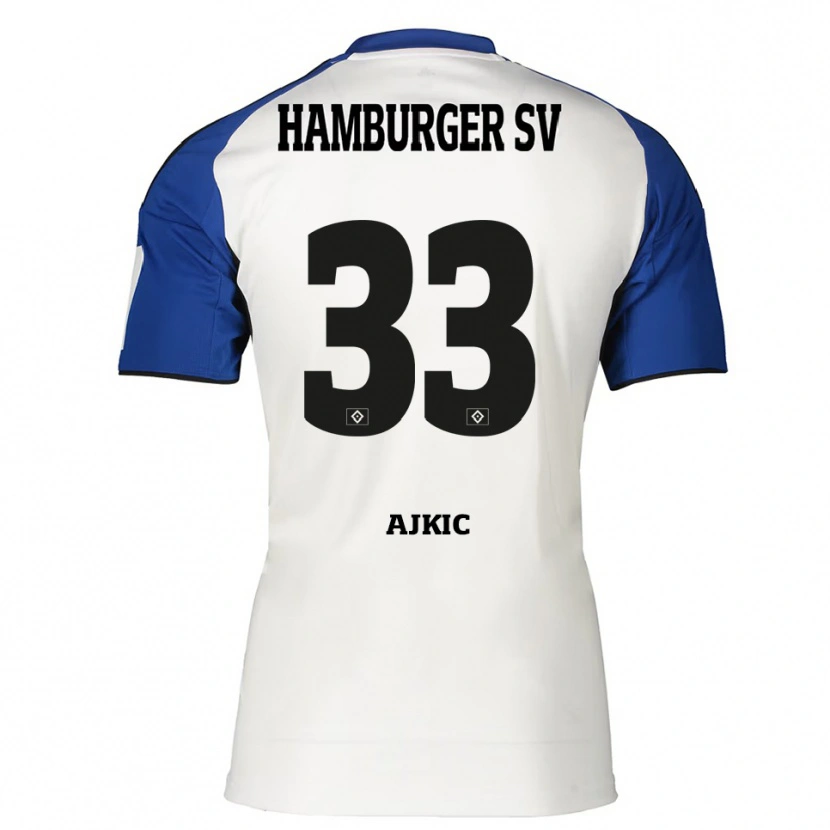 Danxen Hombre Camiseta Selim Ajkic #33 Blanco Azul 1ª Equipación 2025/26 La Camisa