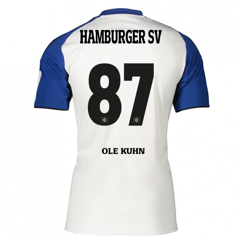 Danxen Hombre Camiseta Niklas Ole Kühn #87 Blanco Azul 1ª Equipación 2025/26 La Camisa