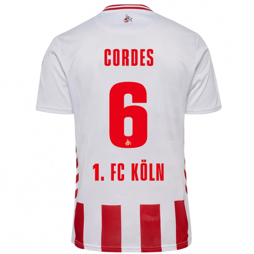 Danxen Hombre Camiseta Lotta Cordes #6 Blanco Rojo 1ª Equipación 2025/26 La Camisa