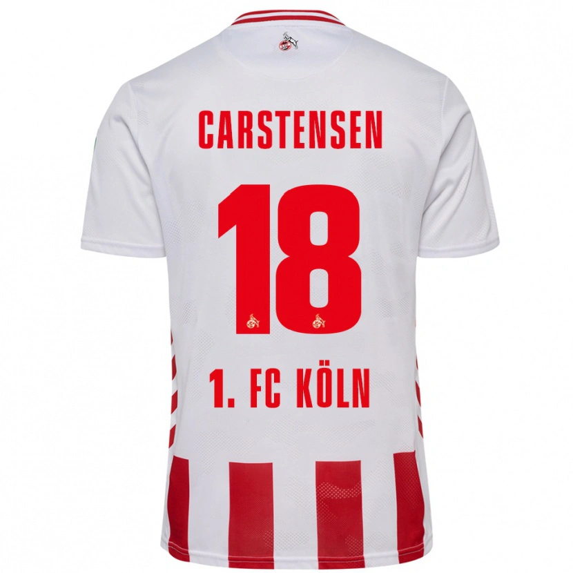 Danxen Hombre Camiseta Rasmus Carstensen #18 Blanco Rojo 1ª Equipación 2025/26 La Camisa