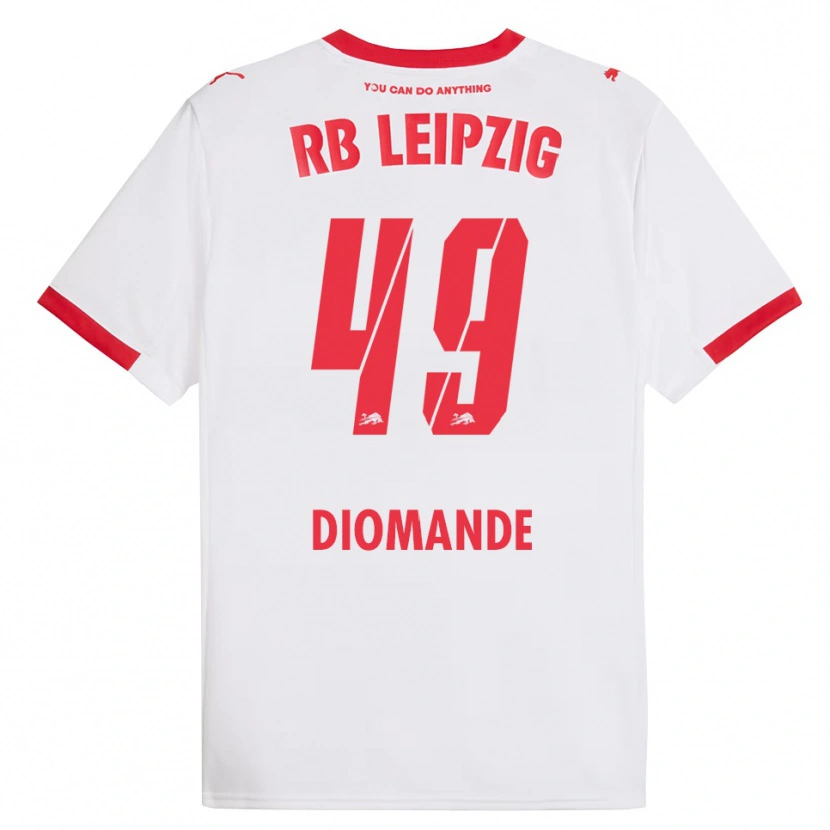 Danxen Hombre Camiseta Yan Diomande #49 Blanco Rojo 1ª Equipación 2025/26 La Camisa