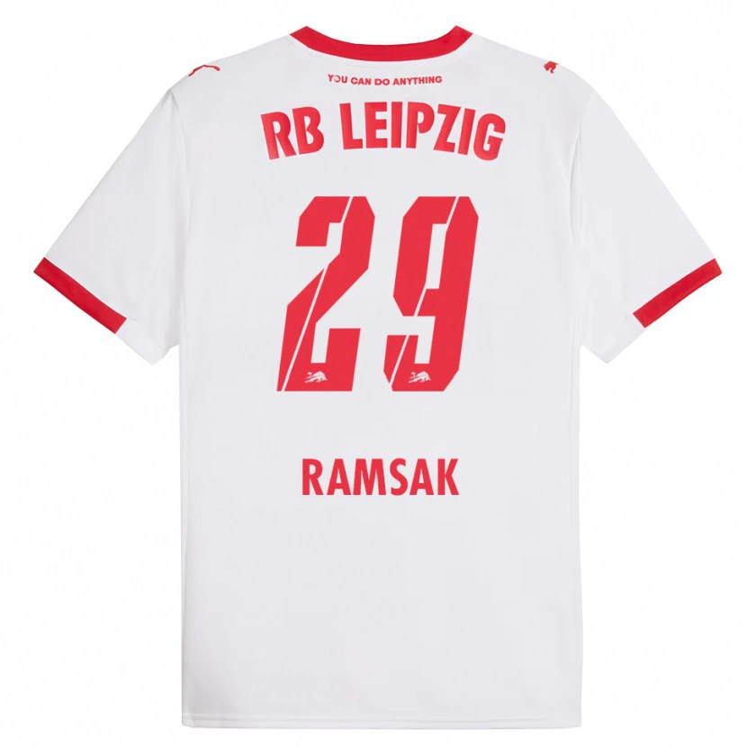 Danxen Hombre Camiseta Robert Ramsak #29 Blanco Rojo 1ª Equipación 2025/26 La Camisa