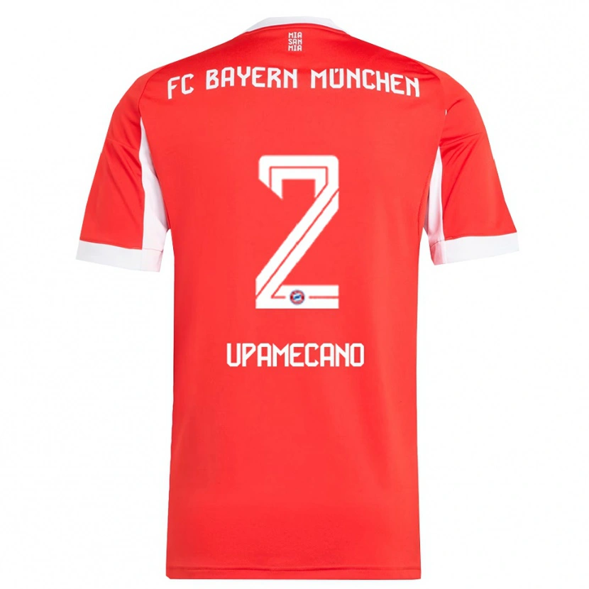 Danxen Hombre Camiseta Dayot Upamecano #2 Rojo Blanco 1ª Equipación 2025/26 La Camisa