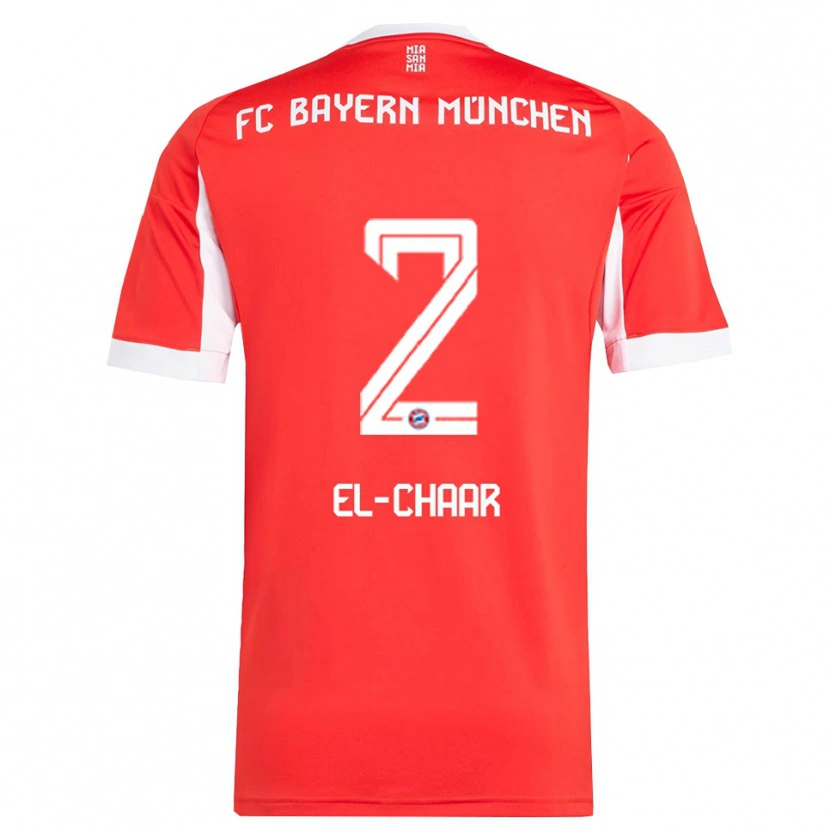 Danxen Hombre Camiseta Adam El-Chaar #2 Rojo Blanco 1ª Equipación 2025/26 La Camisa