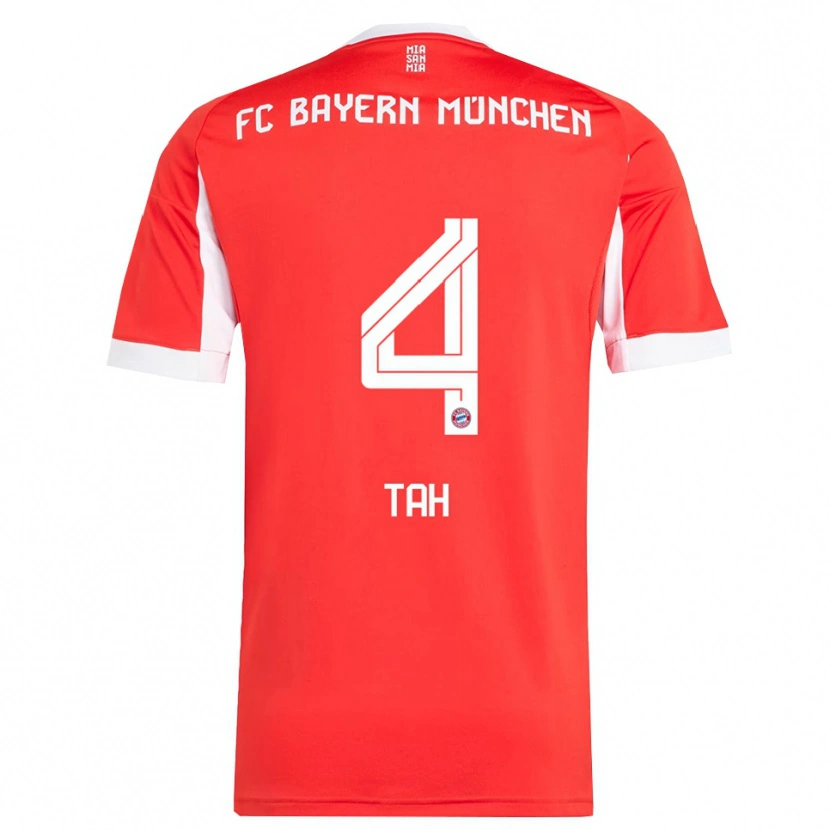 Danxen Hombre Camiseta Jonathan Tah #4 Rojo Blanco 1ª Equipación 2025/26 La Camisa