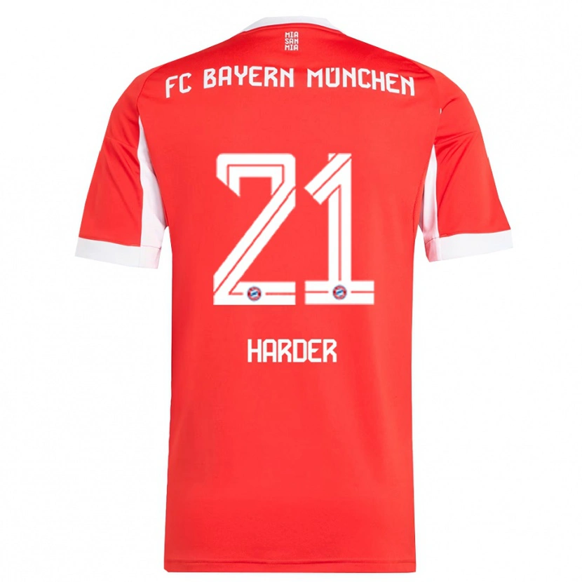 Danxen Hombre Camiseta Pernille Harder #21 Rojo Blanco 1ª Equipación 2025/26 La Camisa