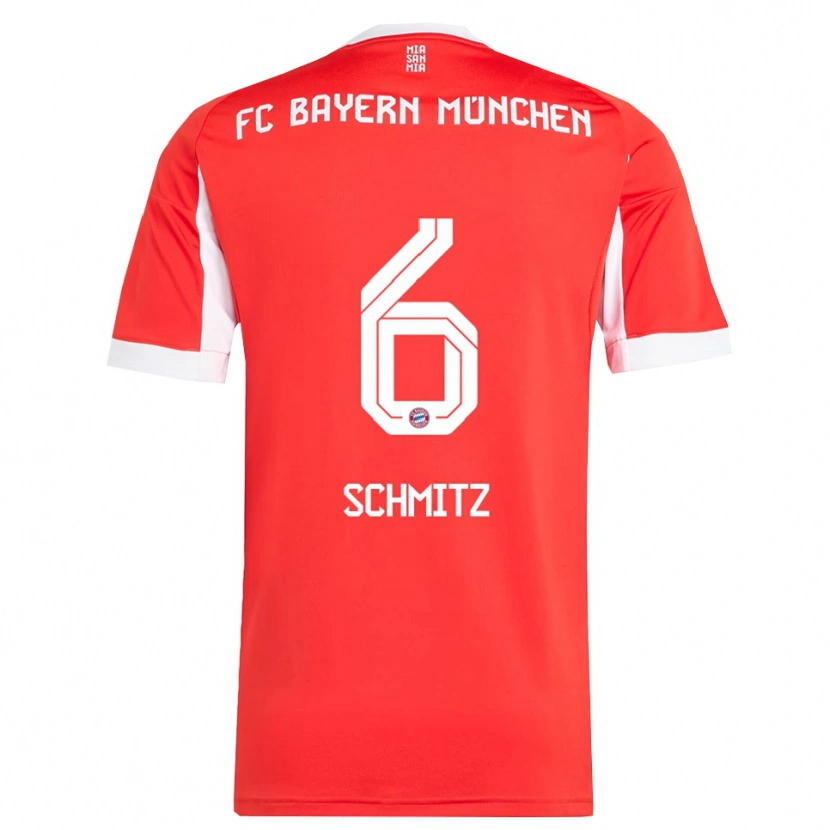 Danxen Hombre Camiseta Benno Schmitz #6 Rojo Blanco 1ª Equipación 2025/26 La Camisa
