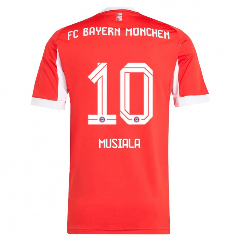 Danxen Hombre Camiseta Jamal Musiala #10 Rojo Blanco 1ª Equipación 2025/26 La Camisa