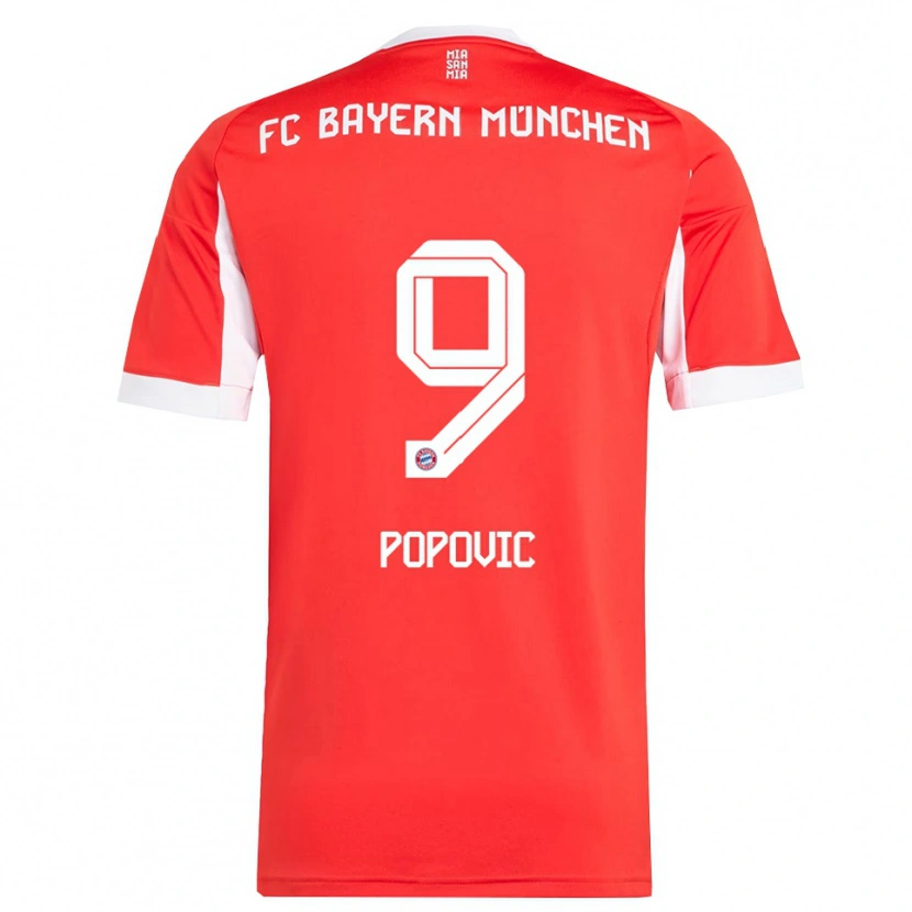 Danxen Hombre Camiseta Marko Popovic #9 Rojo Blanco 1ª Equipación 2025/26 La Camisa