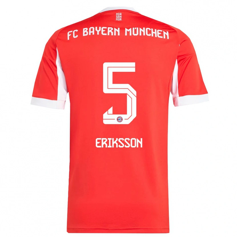 Danxen Hombre Camiseta Magdalena Eriksson #5 Rojo Blanco 1ª Equipación 2025/26 La Camisa