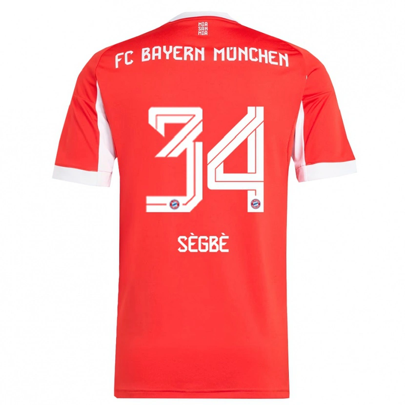 Danxen Hombre Camiseta Désiré Sègbè #34 Rojo Blanco 1ª Equipación 2025/26 La Camisa